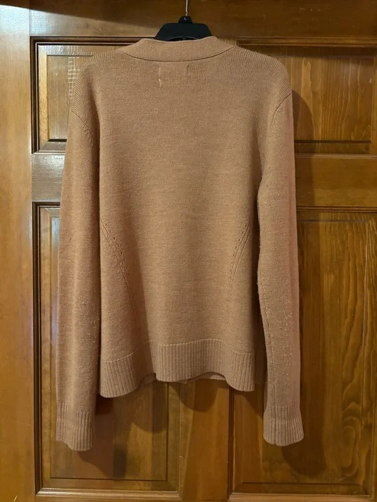 Cynthia Rowley Rust-Brown V-Neck Button Cardigan - Picture 5 of 6